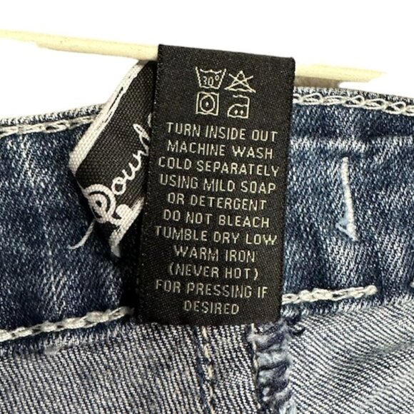 Soundgirl Jeans Juniors 17 Blue Bootcut Studs Bling Thick Stitch Fluer De Lis - Picture 5 of 16